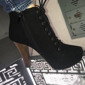 Black suede lace up booties! Worn once